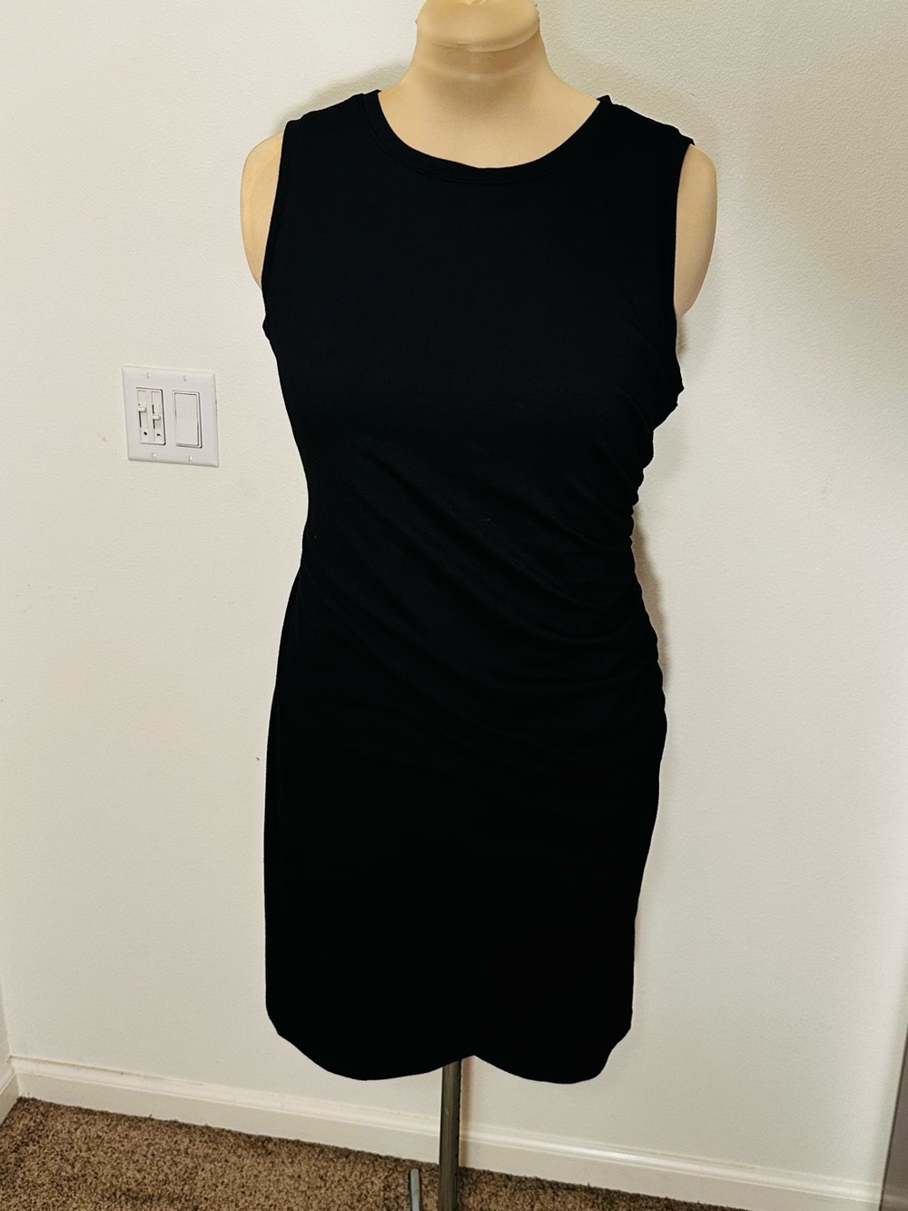Nine West Black Sleeveless Sheath Midi Dress Office Cocktail LBD XL